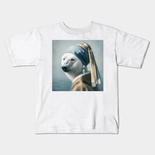 Wildlife Conservation - Pearl Earring Polar Bear Meme Kids T-Shirt